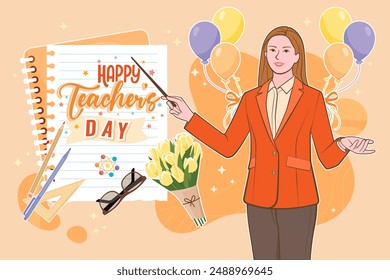 Flat background for world teachers day.