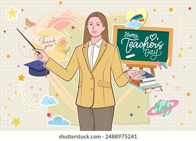 Flat background for world teachers day.