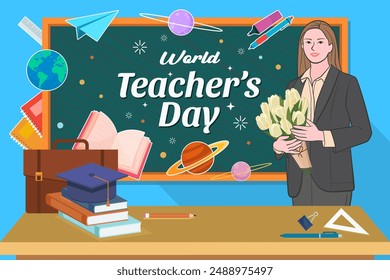 Flat background for world teachers day.