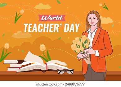 Flat background for world teachers day.