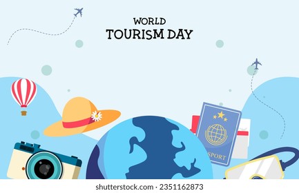 Fondo plano para la celebración del Día Mundial del Turismo