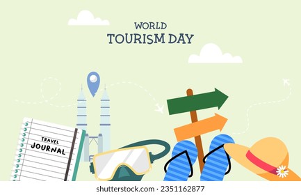 Fondo plano para la celebración del Día Mundial del Turismo