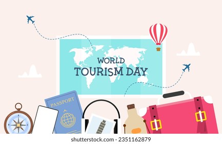 Flat background for world tourism day celebration
