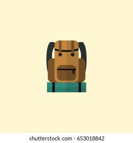 Flat Backpack Element. Vector Illustration Of Flat Bag  Isolated On Clean Background. Can Be Used As Backpack, Bag And Baggage Symbols.