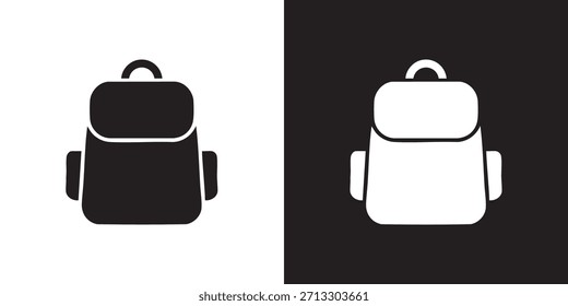 Flat Backpack Icon with Body and Accents for School, Travel, and Gear Design