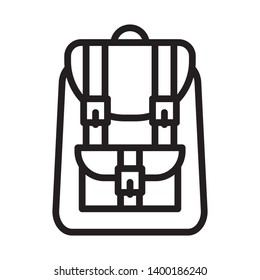 flat backpack icon symbol sign, vector, eps 10, line thickness can be adjusted