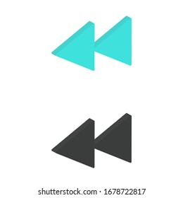 Flat backward mark Icon in isometric style