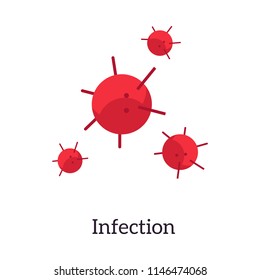 Flat bacterium, virus and microorganism in cell icon. Symbol of laboratory, microbiology and disease. Bio infection, pathogen microbe sign. Vector illustration.