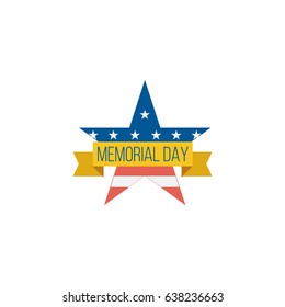 Flat Badge Element. Vector Illustration Of Flat Memorial Day Isolated On Clean Background. Can Be Used As Usa, Memorial And Day Symbols.