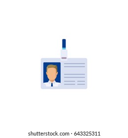 Flat Badge Element. Vector Illustration Of Flat Id Card Isolated On Clean Background. 