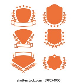 flat badge set with laurel wreath isolated in white background