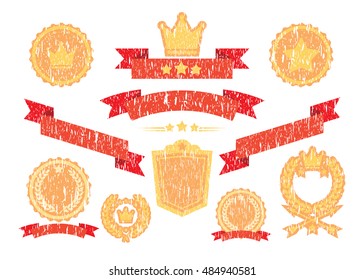 Flat Badges And Labels Grunge Style Set