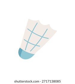 Etiqueta engomada plana del volante del bádminton con un estilo limpio, mínimo. Equipamiento deportivo esencial para actividades de gimnasio y juegos de cancha. Accesorio perfecto para fitness, entrenamiento y competición, mejorando el juego
