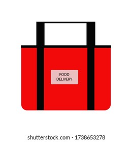Flat bag food delivery bag icons. Service for ordering food online. Fast food delivery. Courier services. Vector.