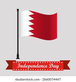 Flat Bahrain Independence Day With Waving Flag