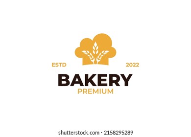 Flat bakery chef logo illustration design vector template