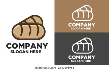 Flat bakery company logo design in different types