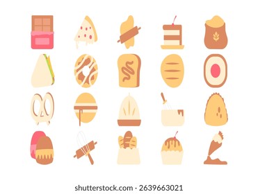 Flat Bakery and Food Icons Element