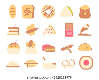 Flat Bakery And Food Icons Set