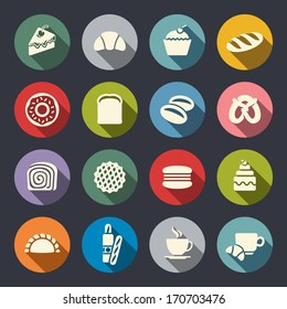 Flat bakery icon set