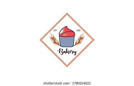 Flat bakery logo, bakery badge logo vector
