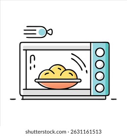 Flat baking in oven object icon modern design concept isolated