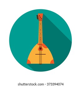 Flat Balalaika with Shadow. Vector Illustration. Musical Instrument Flat Stylized with Long Shadow. Russian Balalaika. Design element for your design.