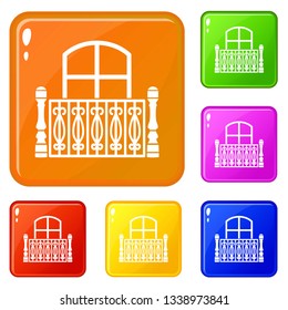 Flat balcony icons set collection vector 6 color isolated on white background