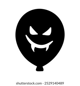 Flat Balloon Icon with Scary Face Expression Halloween Theme, Halloween Horror Balloon Illustration, Hand Drawn Halloween Balloon, Horror Theme Balloon Icon Scary Dracula Face