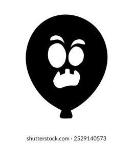 Flat Balloon Icon with Scary Face Expression Halloween Theme