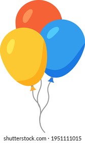 Juego de globos planos, ilustración vectorial simple de dibujos animados