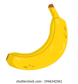  Flat banana. Vector illustration isolated on white background.
