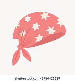 Flat bandana with star pattern in pastel colors. Trendy summer headwear illustration for fashion design and branding.