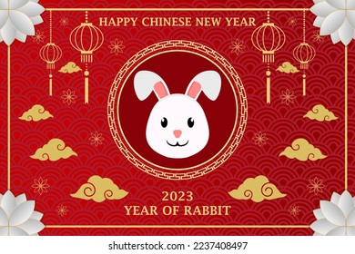 flat banner for chinese new year 2023 year of rabbit