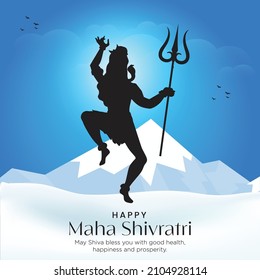 Flat banner design of Happy maha shivratri festival cartoon style template.