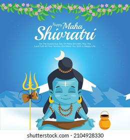 Flat banner design of Happy maha shivratri festival cartoon style template.