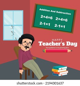Flat banner design of happy teacher's day template.