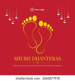 
Flat banner design of Indian festival shubh Dhanteras.