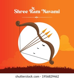 Flat banner design of Shree ram Navami. Vector graphic illustration.