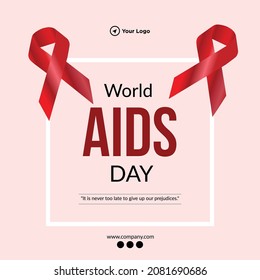 Flat banner design of world aids day template.