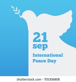 Flat banner with a dove, the international day of peace design v