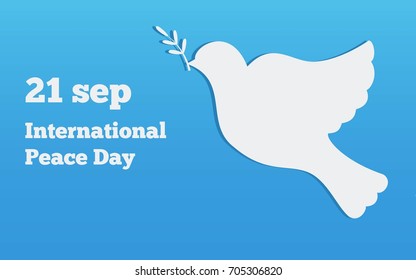 Flat banner with a dove, the international day of peace design v
