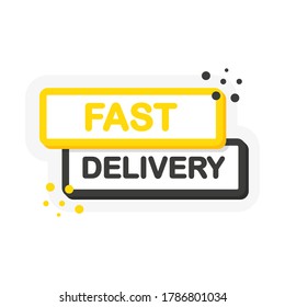 Flat banner with FAST DELIVERY speech bubble. Banner for business, marketing and advertising on white background. Vector illustration.