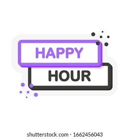 Flat banner with happy hour speech bubble. Banner for business, marketing and advertising on white background. Vector illustration.
