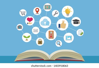 flat banner illustration for knowledge, technology, business and education etc.