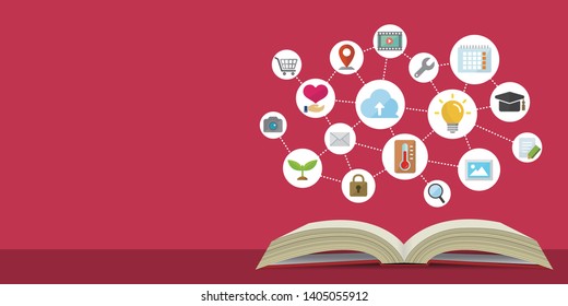 flat banner illustration for knowledge, technology, business and education etc.