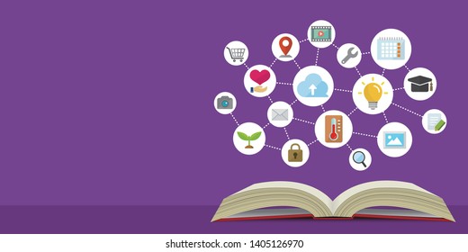 flat banner illustration for knowledge, technology, business and education etc.