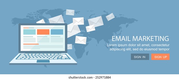 Flat banner.E-mail marketing illustration. Eps10