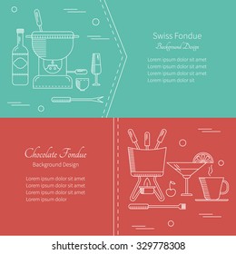 Flat banners fondue. Vector illustration for web design, brochures,leaflets.