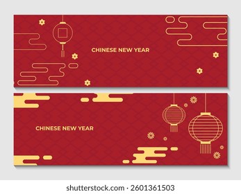 Flat banners set for chinese new year celebration design vector